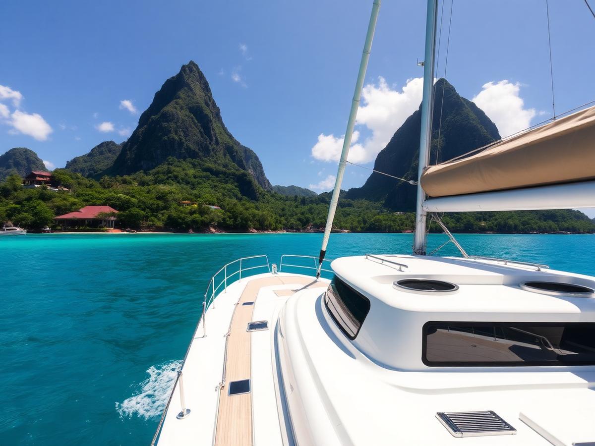 Saint Lucia coastline and Pitons